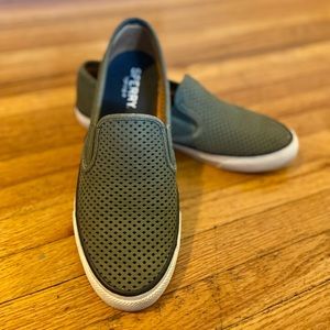 Sperry olive green top-sider leather slip-on sneakers - US 7.5